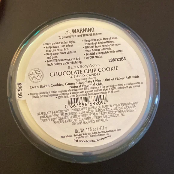 🆕 🍪 CHOCOLATE CHIP COOKIE - RARE Bath & Body Works 3 Wick Candle Bakery - Picture 3 of 8